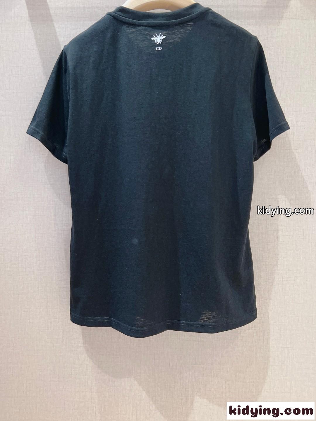 Dragon コットン & リネン 半袖Tシャツ クリスチャン・ディオール Tシャツ コピー ブラック-0