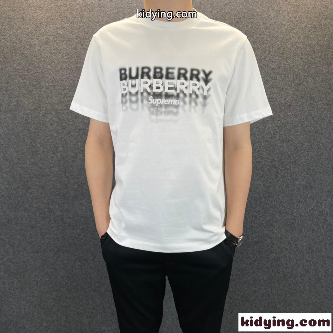 バーバリー 半袖Tシャツ コピー ベーシック クルーネックロゴプリント 快適 Tシャツ-0