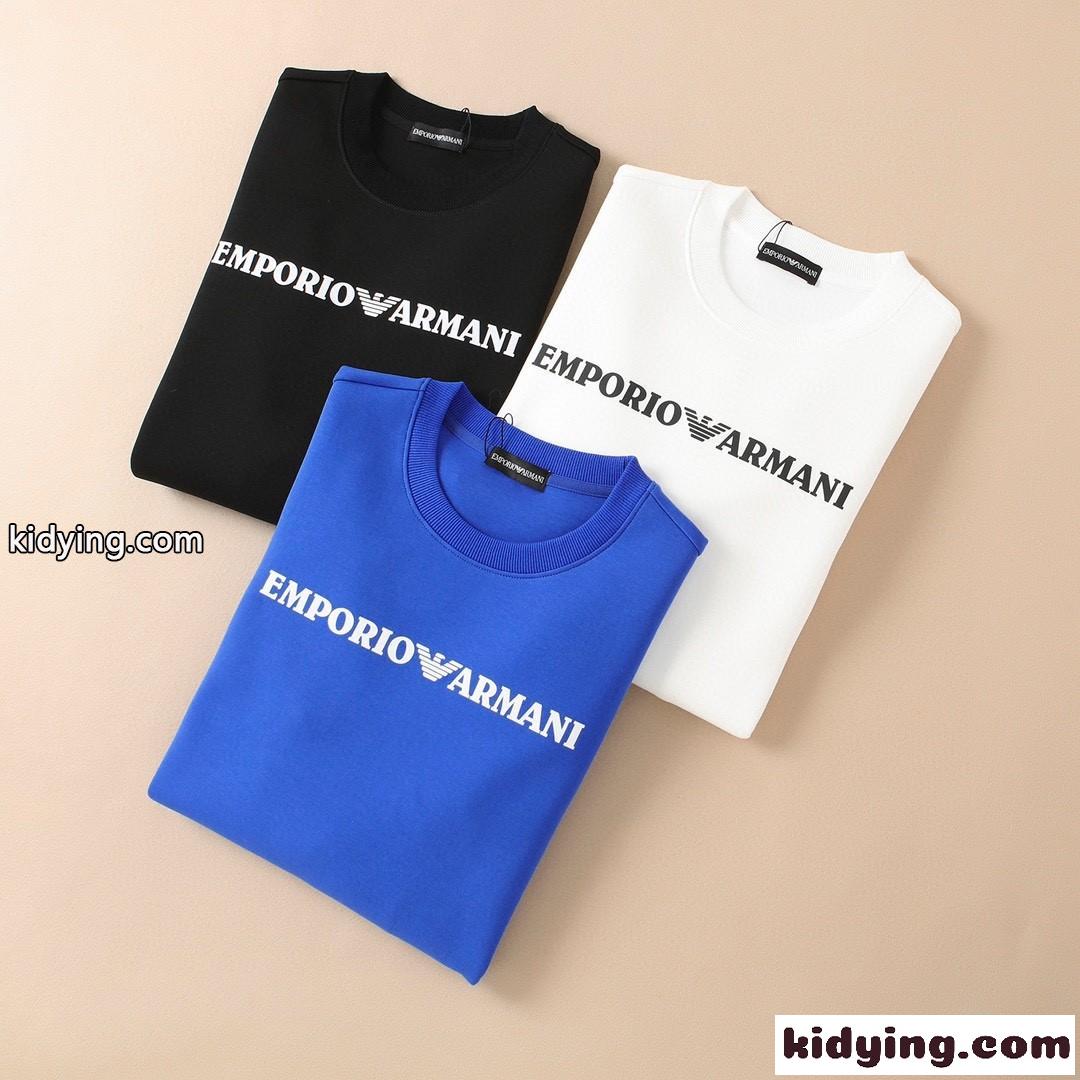 シンプ ル着回し クルーネック ロゴ プリント アルマーニ Tシャツ コピー 長袖 トレーナー-1