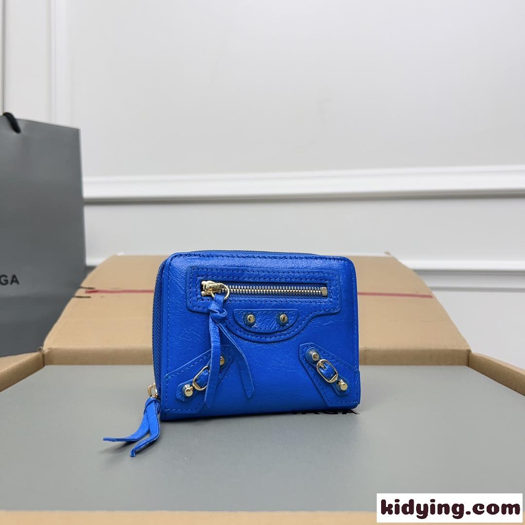 上品 高級感 コンパクトウォレット バレンシアガ 財布 コピー 二つ折り財布 ブルー-0