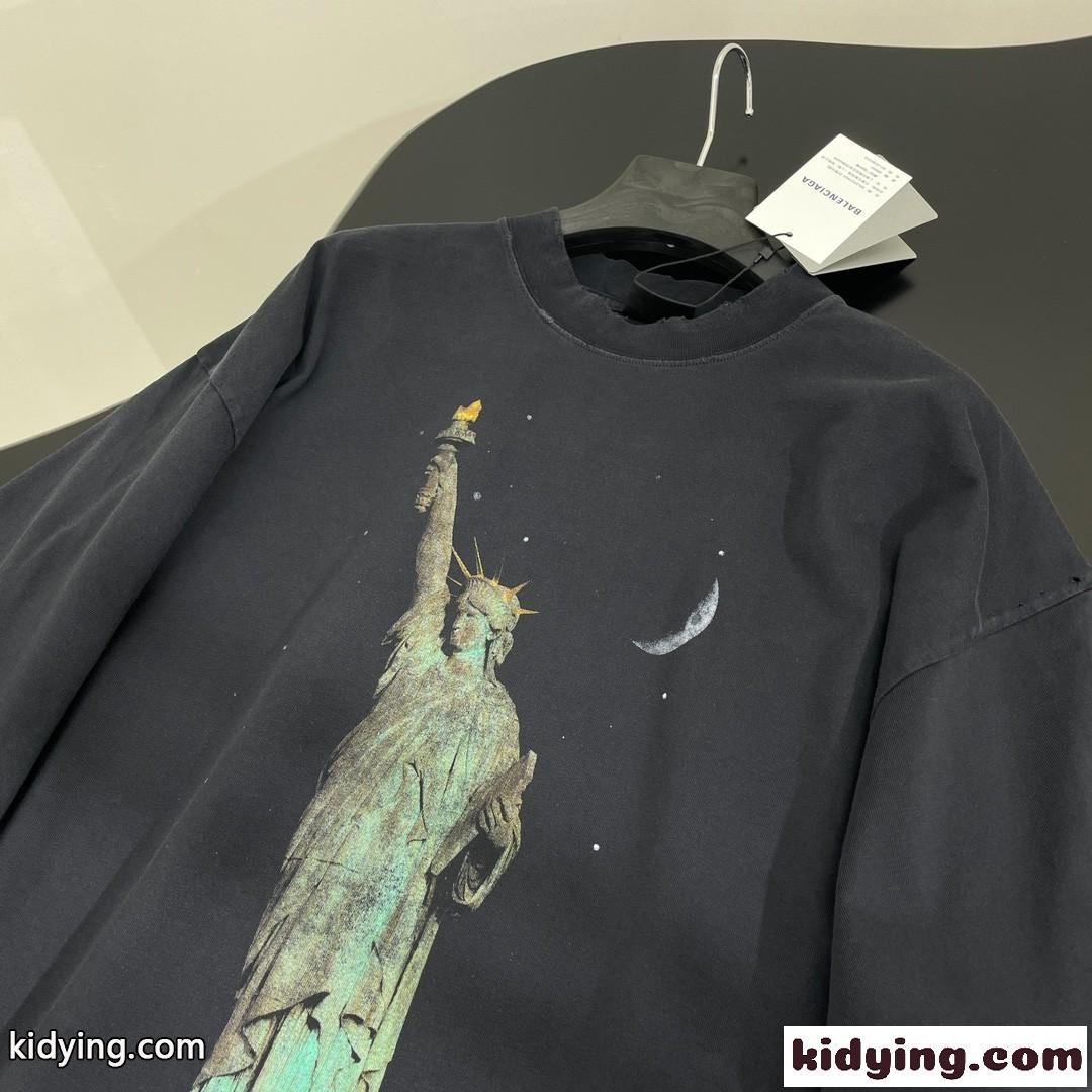 人気 カジュアル プリント 半袖Tシャツ バレンシアガ Tシャツ コピー ユニセックス グレー-4