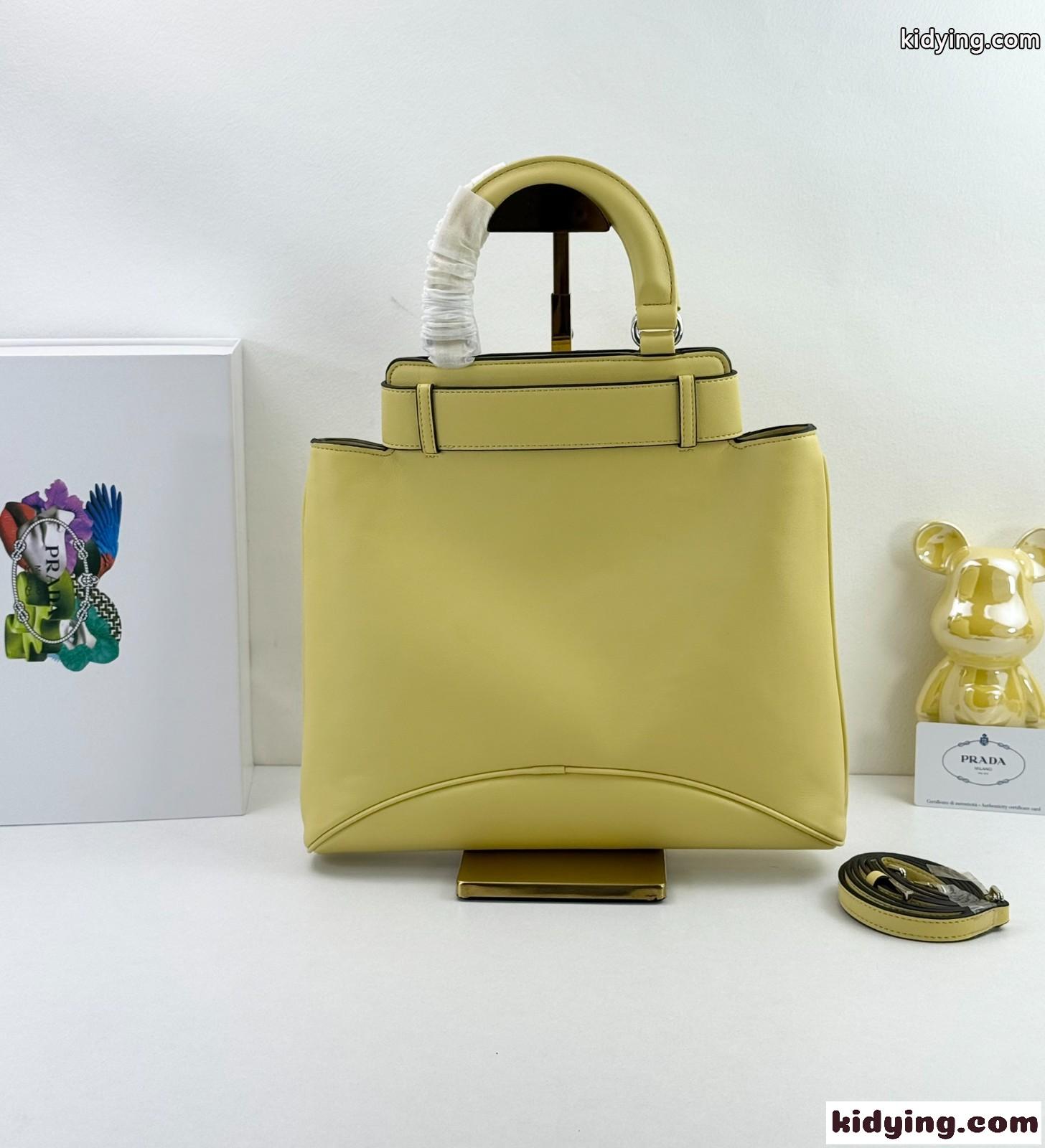 新作♪PRADA エチュード ミディアム レザーバッグ プラダ バッグ コピー イエロー-1