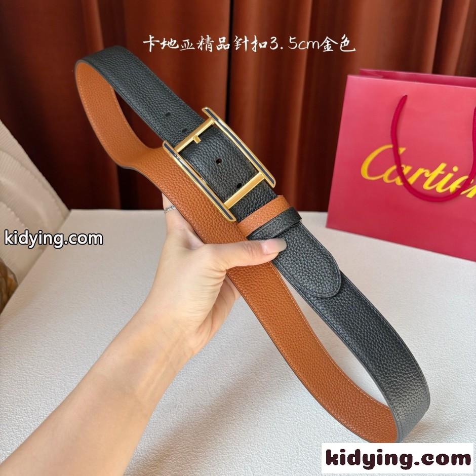 リバーシブル カルティエ タンク ベルト スーパーコピー レザー ロゴ バックル-4