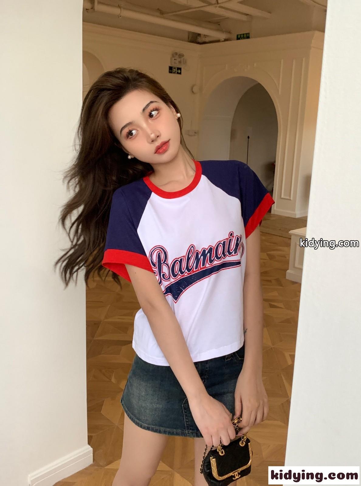 おしゃれ カジュアル ロゴ プリント ラウンドネック バルマン Tシャツ コピー 半袖 クロップ-0