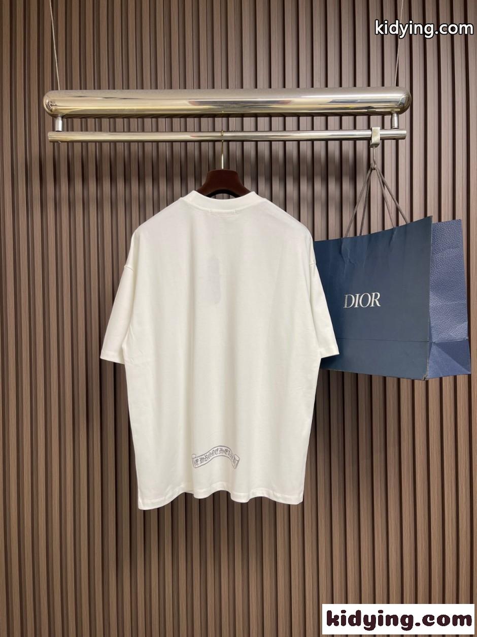 ネックレスプリント 半袖Tシャツ クロムハーツ Tシャツ 偽物 クルーネック-0