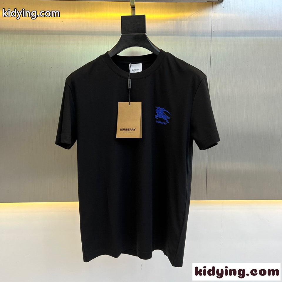 大人気 ロゴ コットン クルーネック 半袖Tシャツ バーバリー Tシャツ コピー ブラック-0
