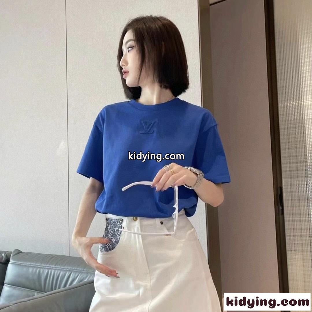 ユニセックス ルイ・ヴィトン Tシャツ コピー シンプル クルーネック コットン 半袖Tシャツ-3