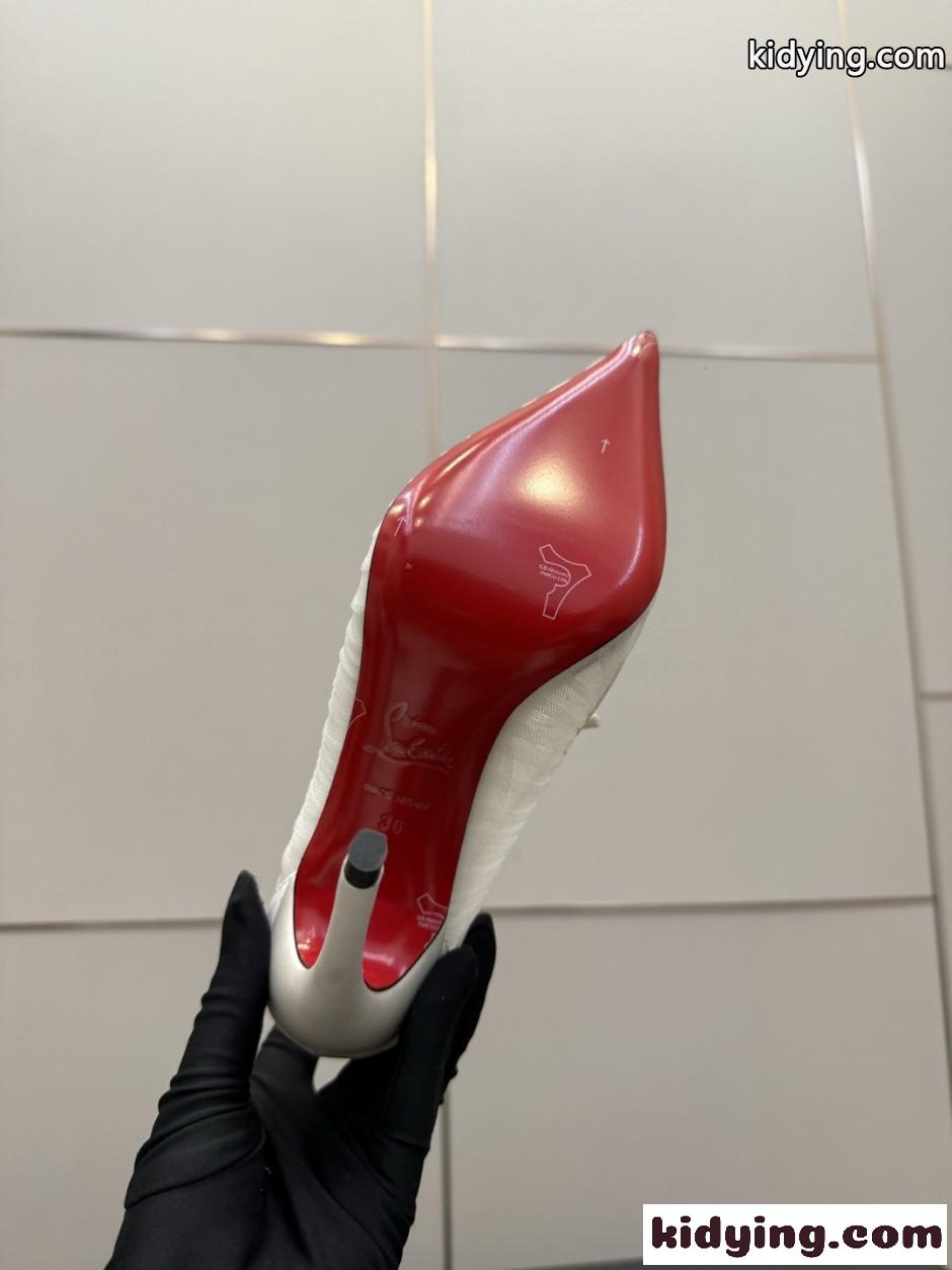 チュール&サテン リボン クリスチャン・ルブタン パンプス 偽物 ホワイト-3
