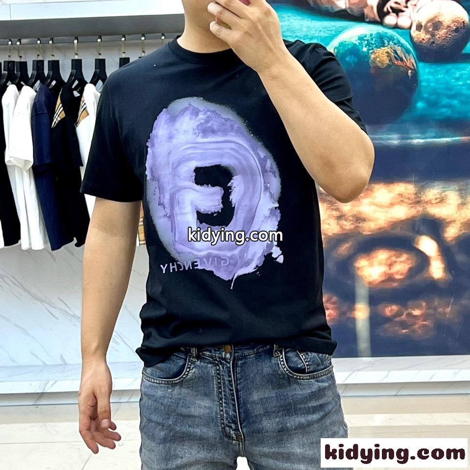 ベーシック クルーネック プリント コットン ジバンシィ Tシャツ コピー 半袖 ブラック-1