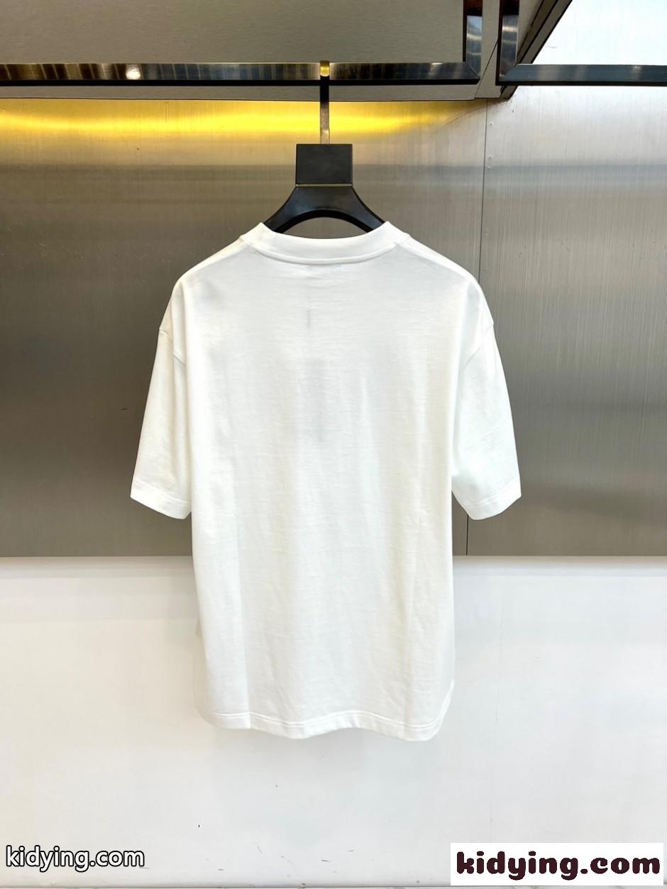 クリスチャン・ディオール Tシャツ 偽物 シンプル ロゴ クルーネック 半袖Tシャツ ホワイト-1