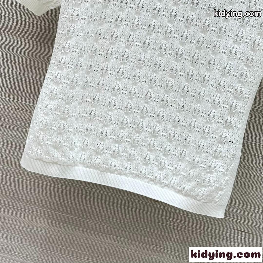 レースニットチャームTシャツ ルイヴィトン Tシャツ コピー ホワイト-3