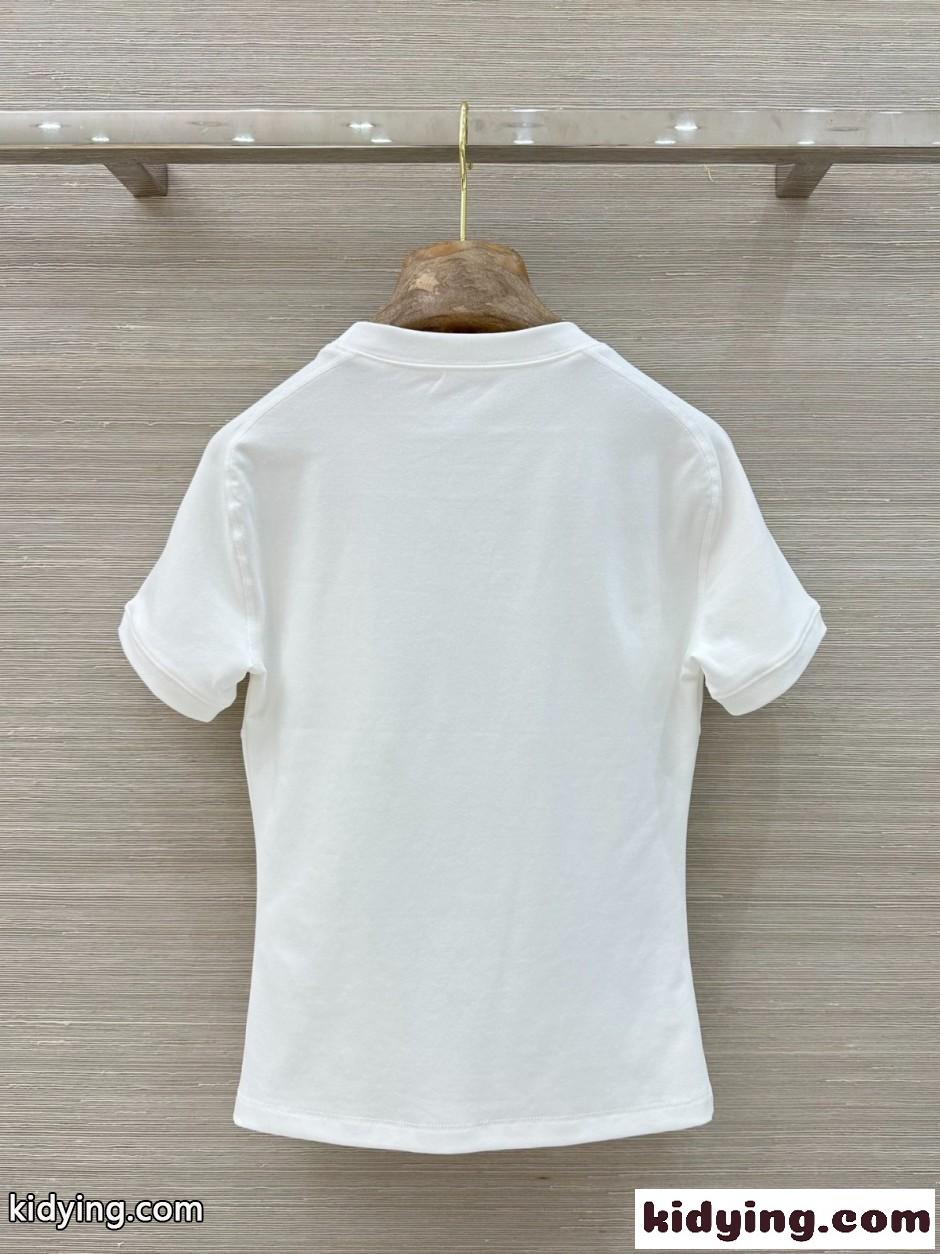 洗練された 合わせやすい 半袖Tシャツ ミュウミュウ Tシャツ コピー ホワイト-4