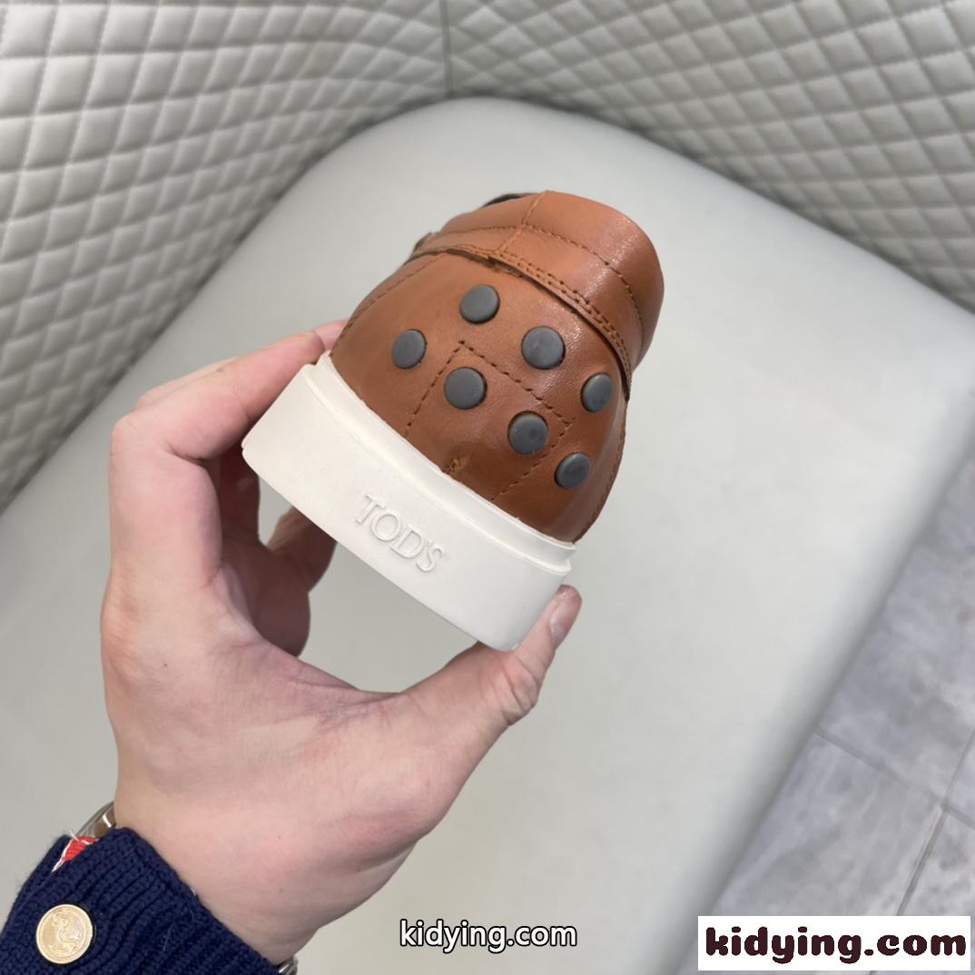カジュアル メンズ レザー ボート シューズ トッズ シューズ コピー ブラウン-3