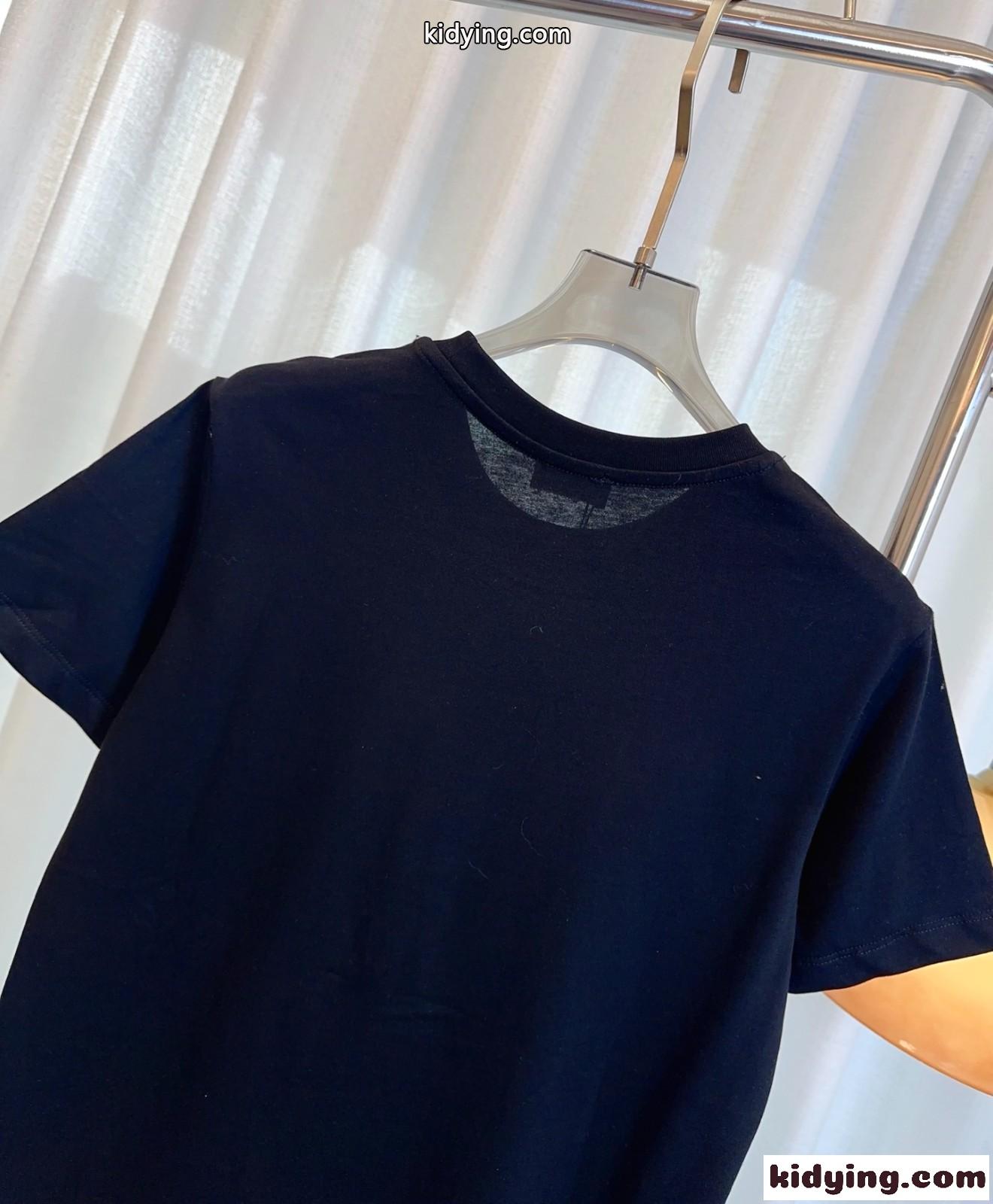 シンプル ロゴ コットン 半袖Tシャツ イヴ・サンローラン Tシャツ コピー ブラック-3