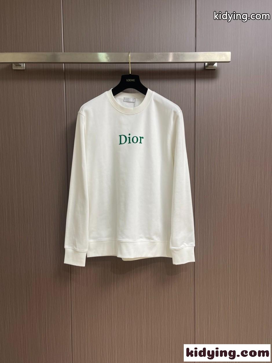 シンプル 洗練された ロゴ コットン スウェットシャツ クリスチャン・ディオール Tシャツ コピー ホワイト-0