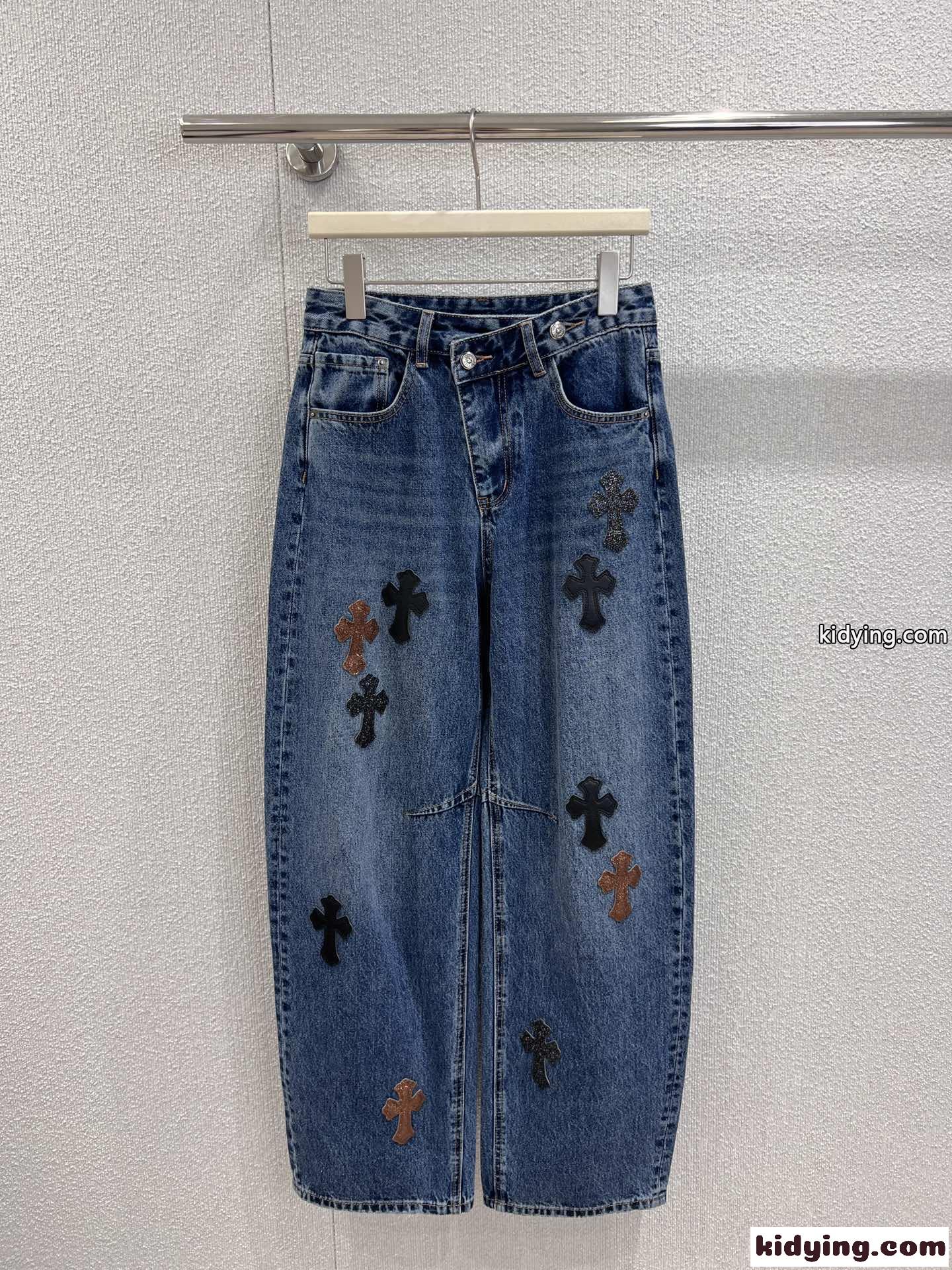 お洒落 合わせやすい クロスパッチ デニムパンツ クロムハーツ ジーンズ 偽物-2