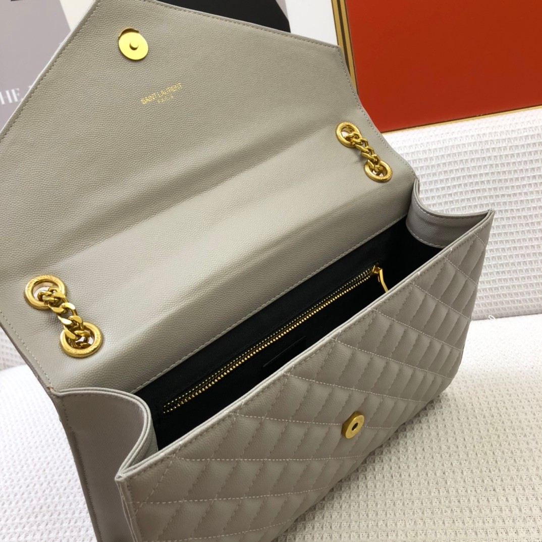 ゴールド金具 エンヴェロップ ショルダーバッグ イヴ・サンローラン バッグ コピー グレー-3