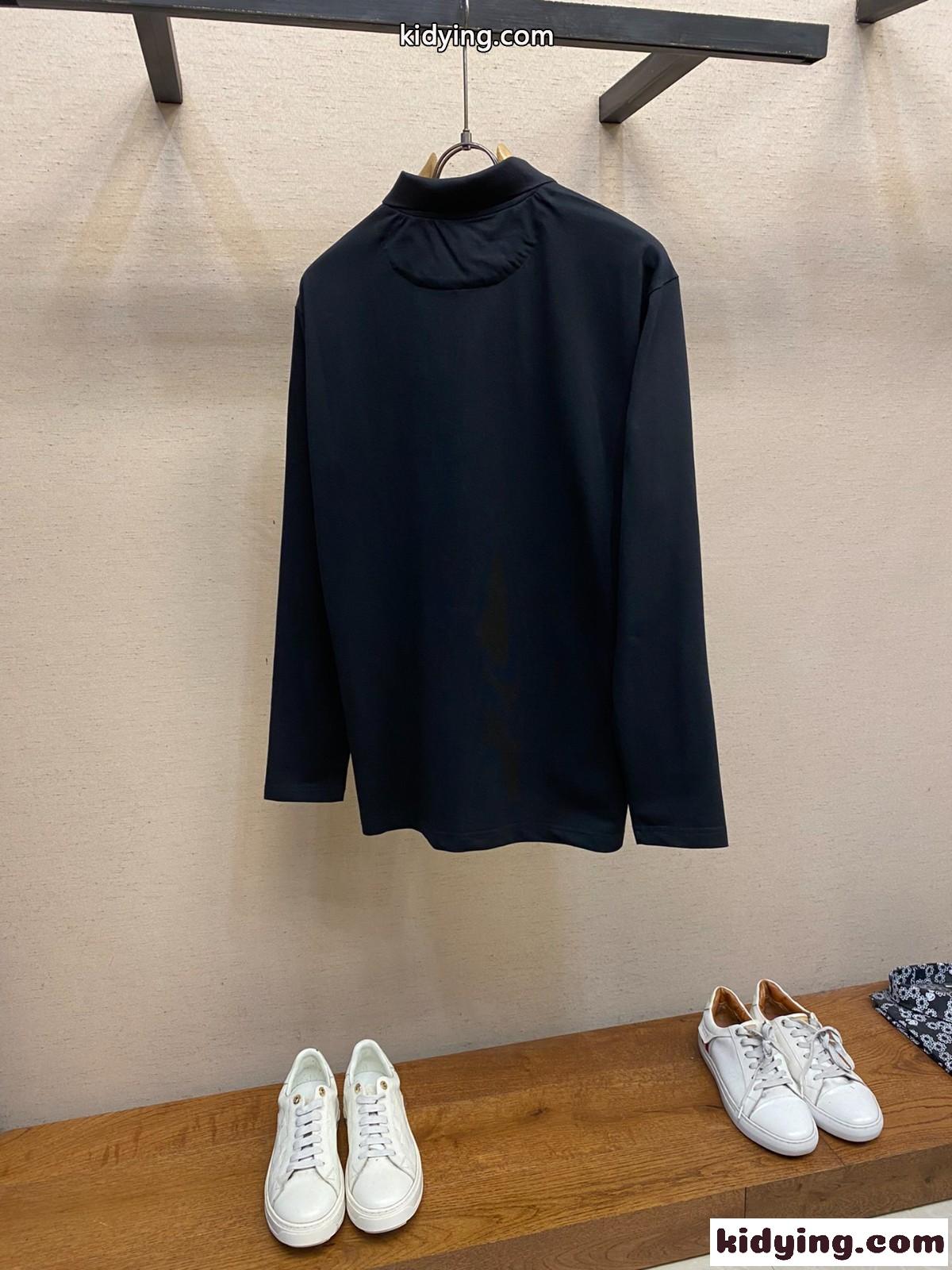 おしゃれ コットン 長袖 ポロシャツ プラダ Tシャツ コピー ハーフジップ-2