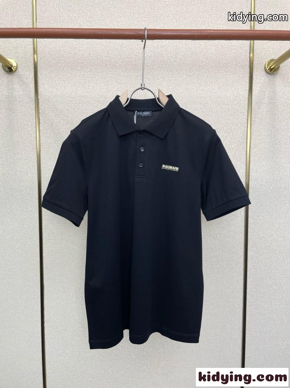 シンプル 洗練された ポロシャツ バルマン Tシャツ 偽物 半袖トップス-4