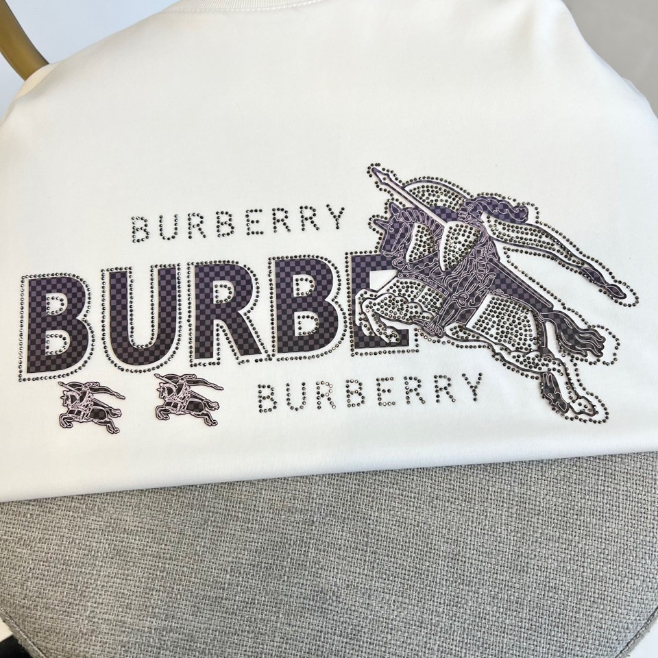 定番 カジュアル ロゴ入り 半袖Tシャツ バーバリー Tシャツ 偽物 コットン ホワイト-2