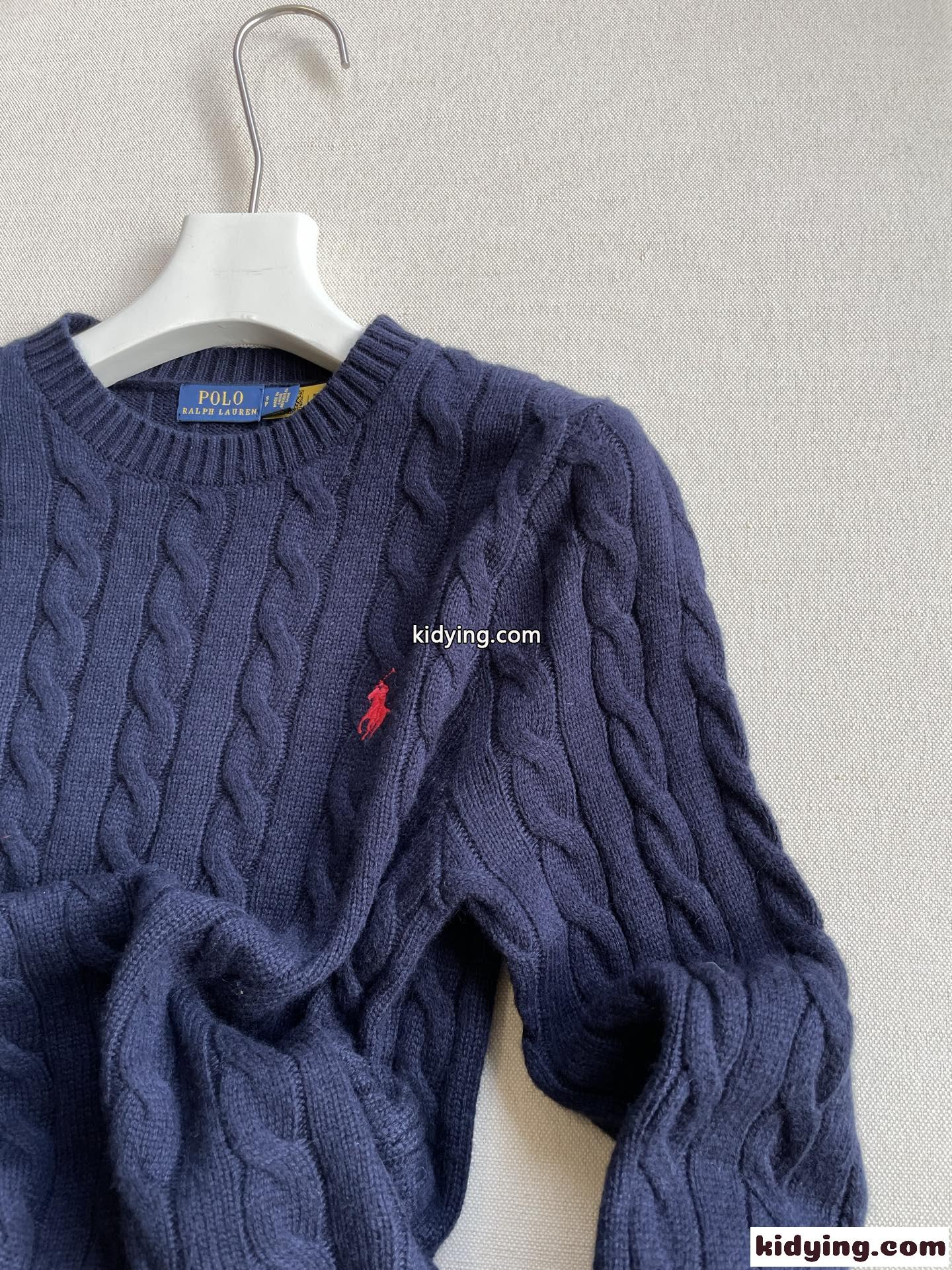ラルフローレン セーター 偽物 定番 ロゴ刺繍 ケーブル編み クルーネック ネイビー-2
