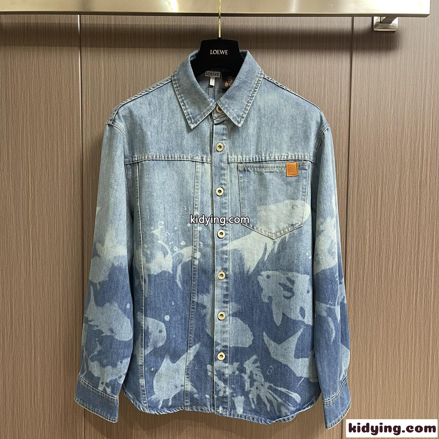フィッシュ オーバーシャツ デニム ロエベ シャツ コピー メンズ ファッション-0