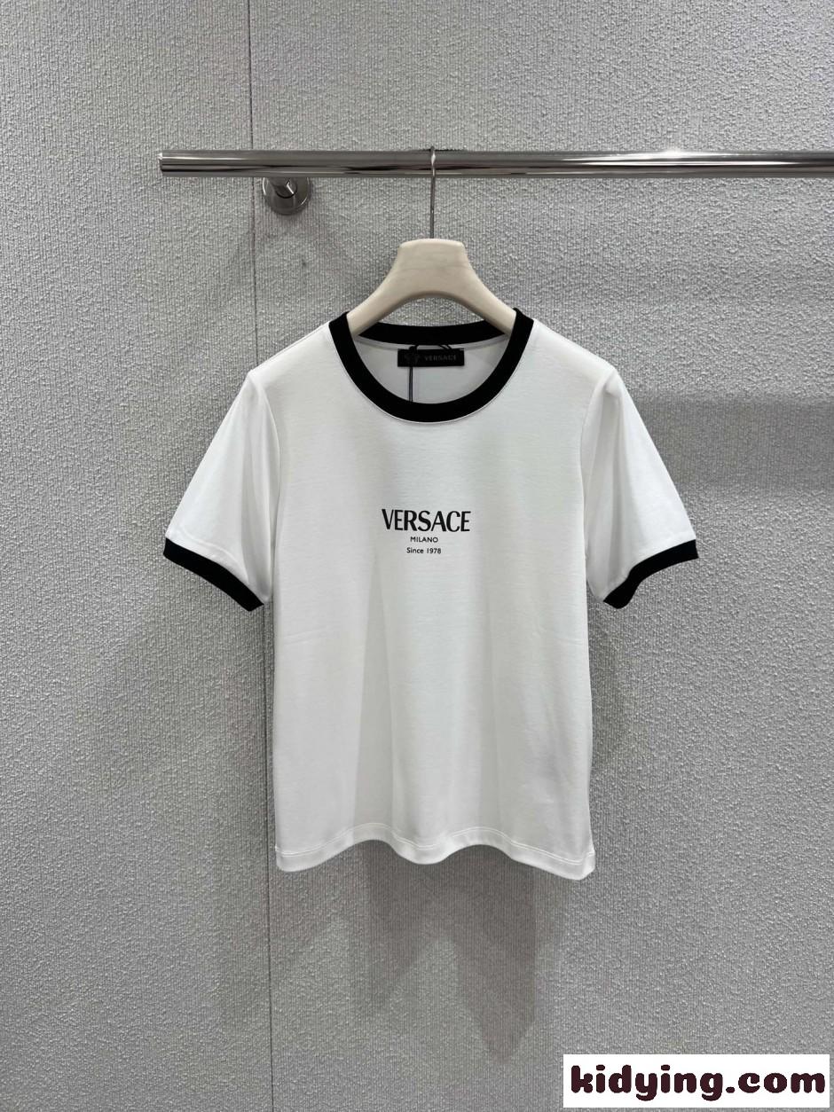 定番 カジュアル リンガーTシャツ ヴェルサーチ Tシャツ コピー ホワイト-1