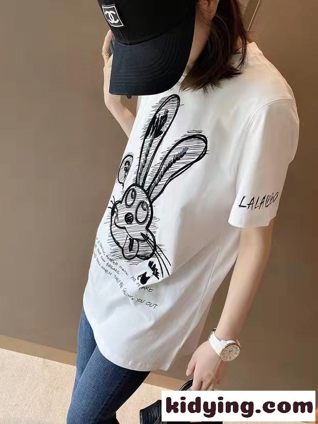 可愛い 刺繍入り おしゃれ ゆったり 合わせやすい 人気 クールネック ミュウミュウ 半袖tシャツ コピー レディース-0