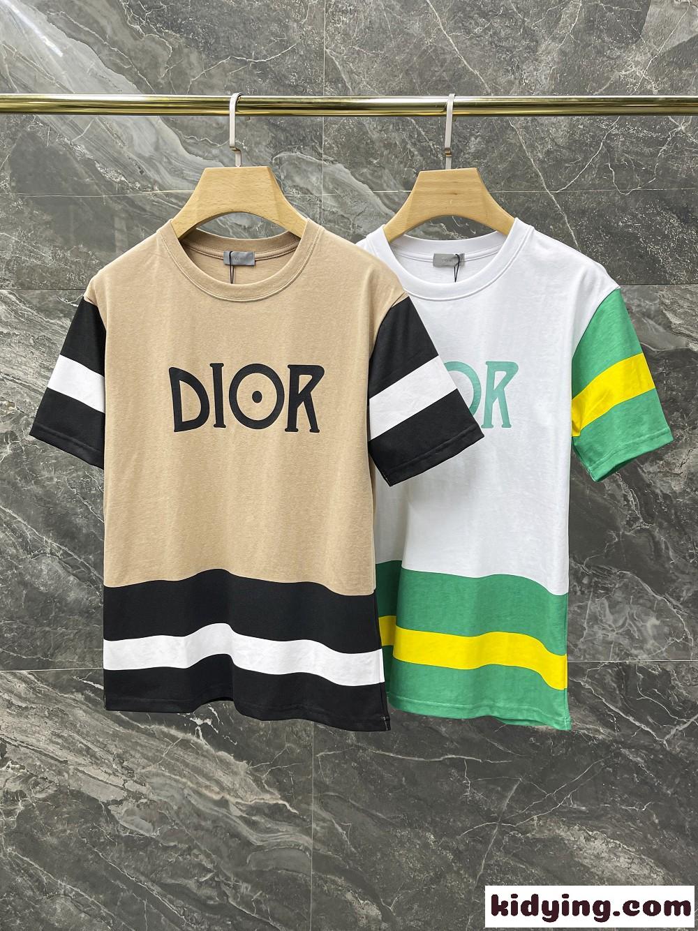 カジュアル お洒落 配色 クルーネック クリスチャン・ディオール tシャツ コピー 半袖 トップス-0