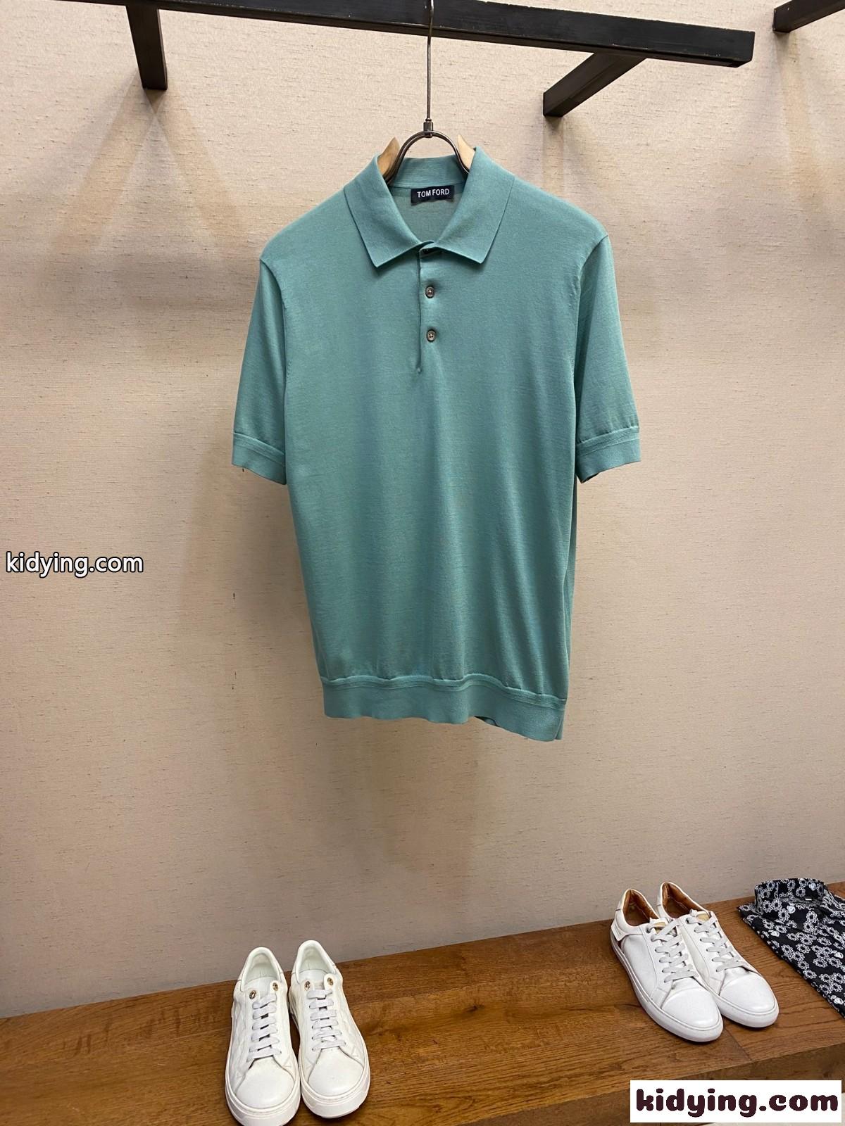 シンプル 上品 半袖 ニットポロ トムフォード ニット 偽物 グリーン-0