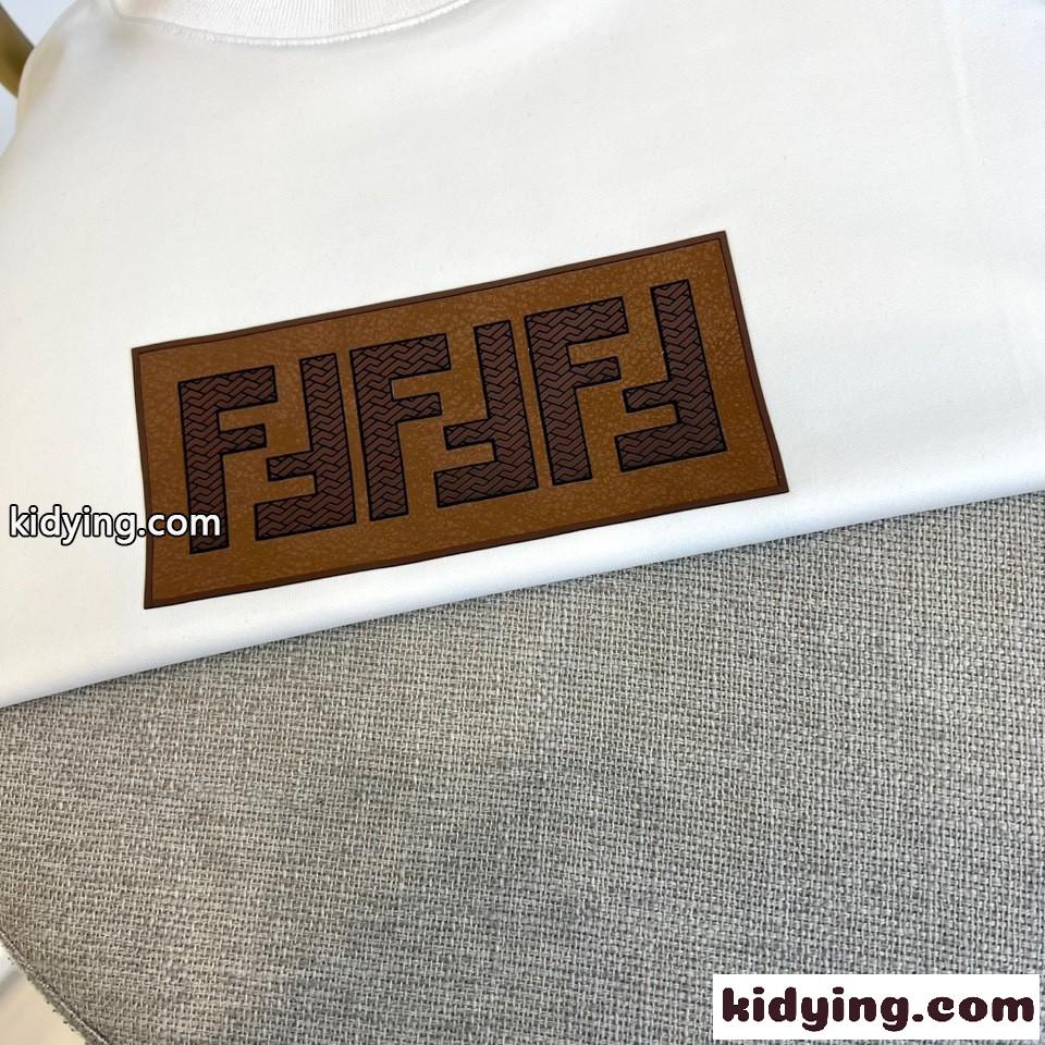 ベーシック ロゴ コットン 半袖Tシャツ フェンディ Tシャツ 偽物 ホワイト-3