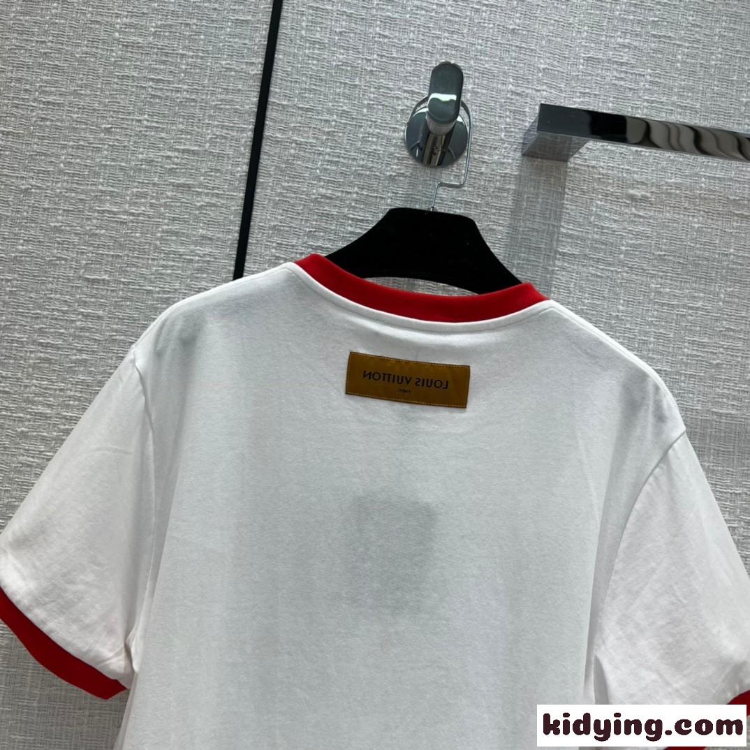 春夏 新作 人気 ルイ・ヴィトン Tシャツ コピー クルーネック コットン 半袖 プリント トップス-3