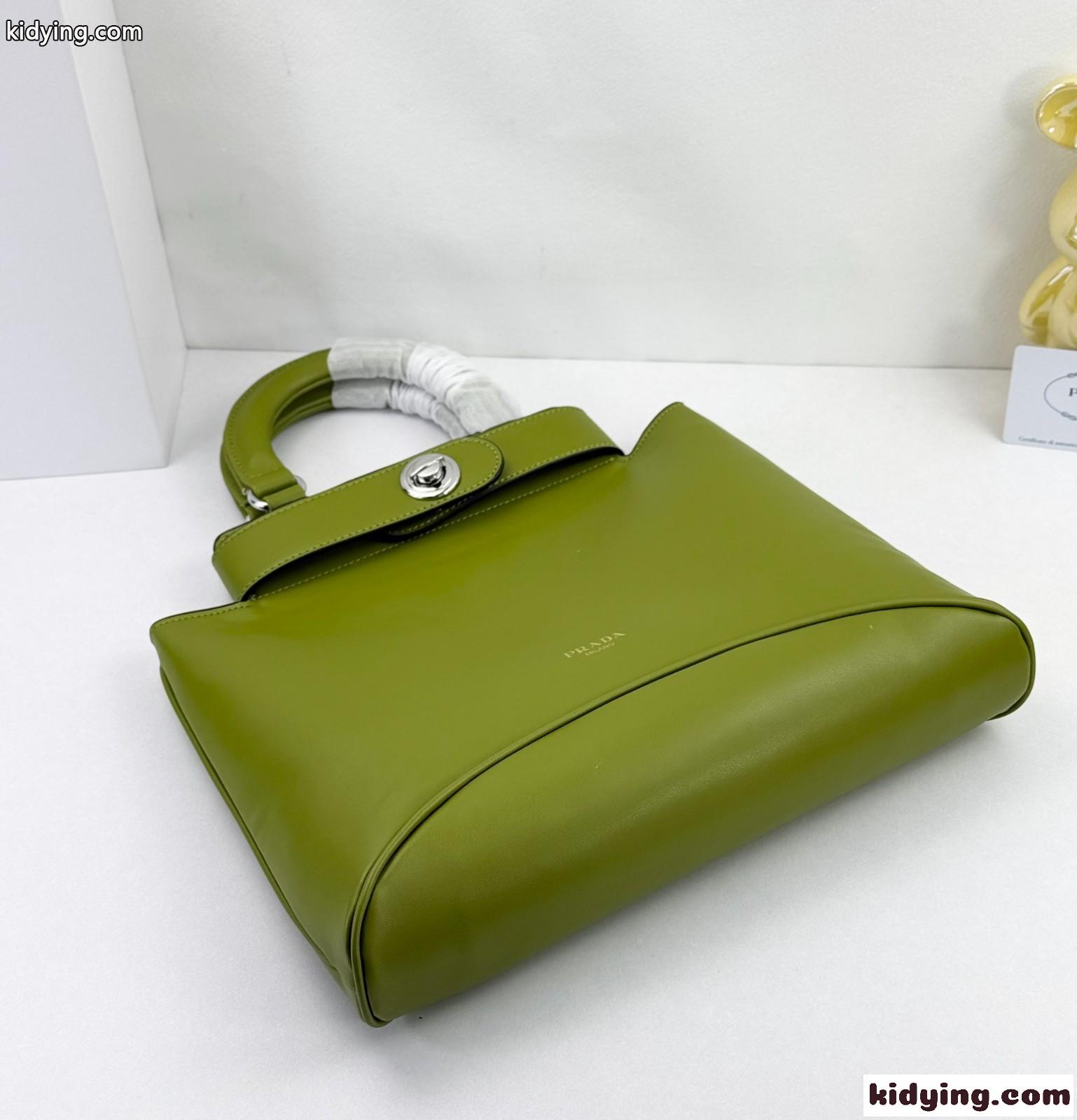 新作♪PRADA エチュード ミディアム レザーバッグ プラダ バッグ コピー グリーン-4