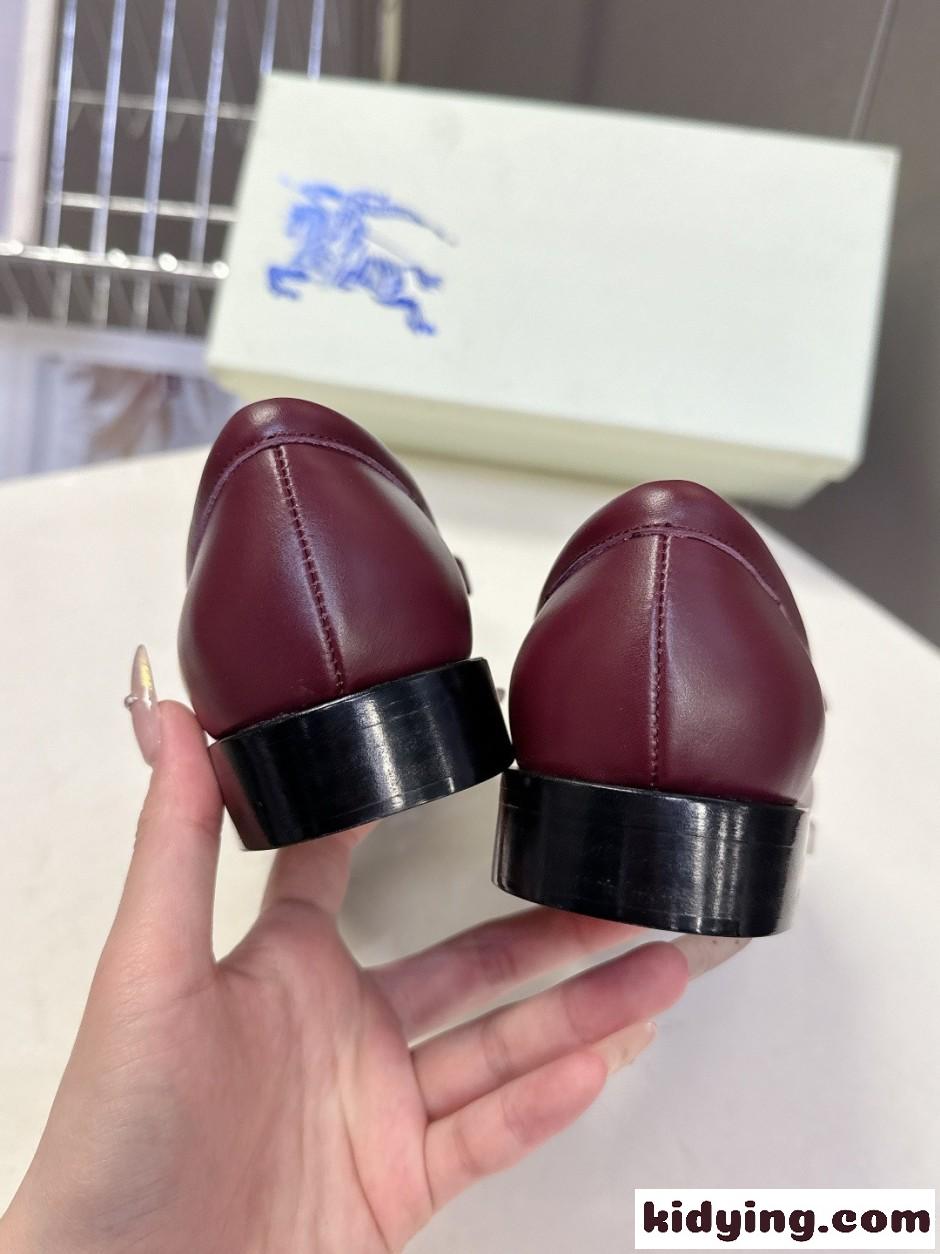 エレガント レザー カデット ローファー バーバリー スーパーコピー ボルドー-0