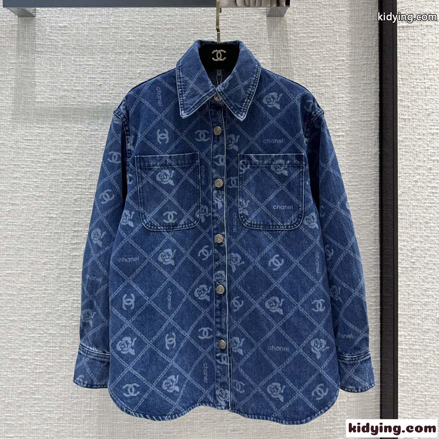カジュアル ゆったり 着痩せ ロゴ入り シャネル シャツ コピー デニム レディース-0