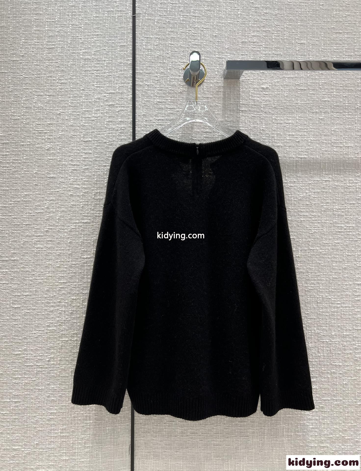 Vロゴ チェーン カシミア ニット プルオーバー ヴァレンティノ セーター コピー レディース ブラック-4