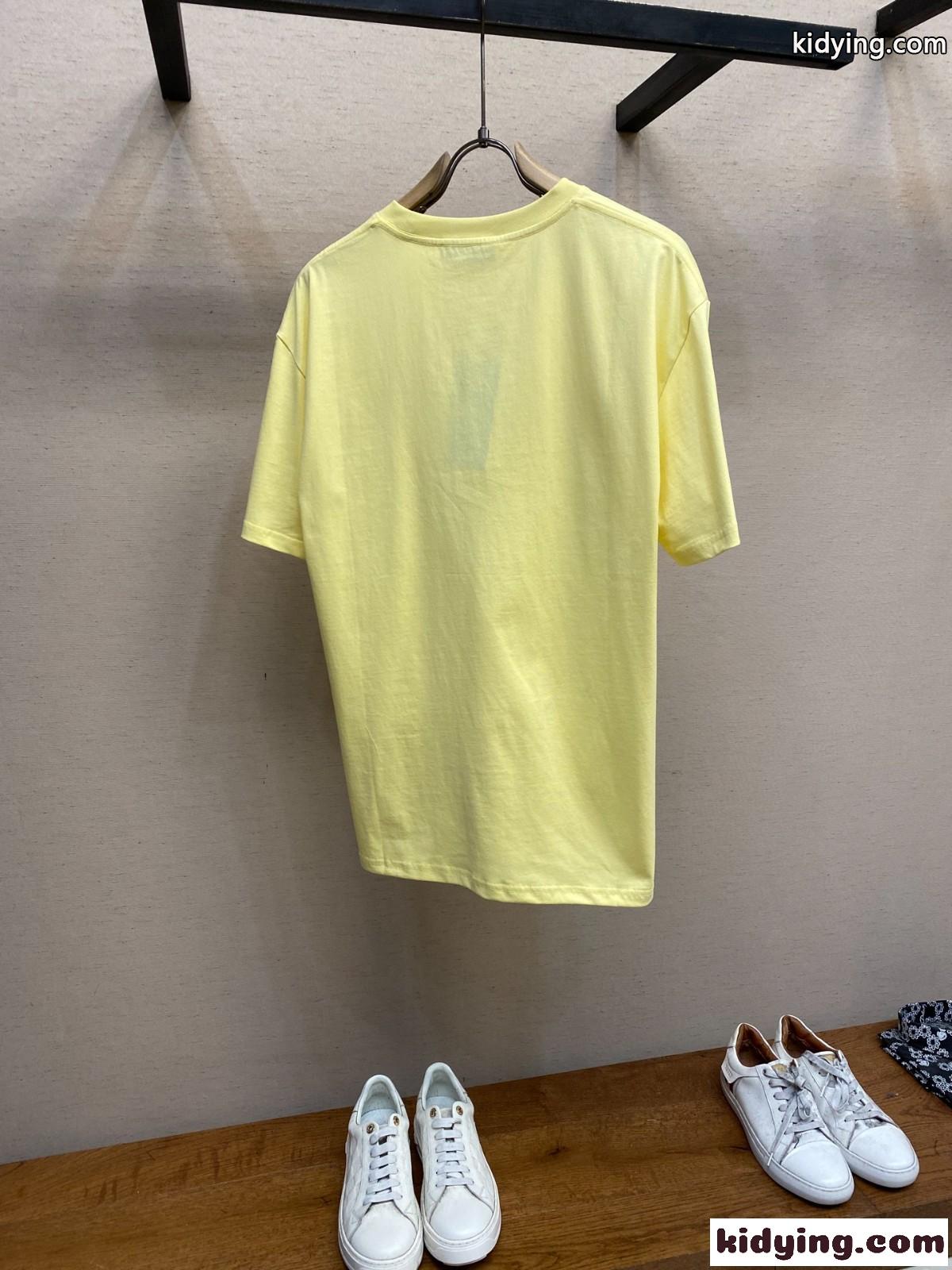 シンプル クルーネック 半袖Tシャツ グッチ Tシャツ コピー コットン イエロー-1