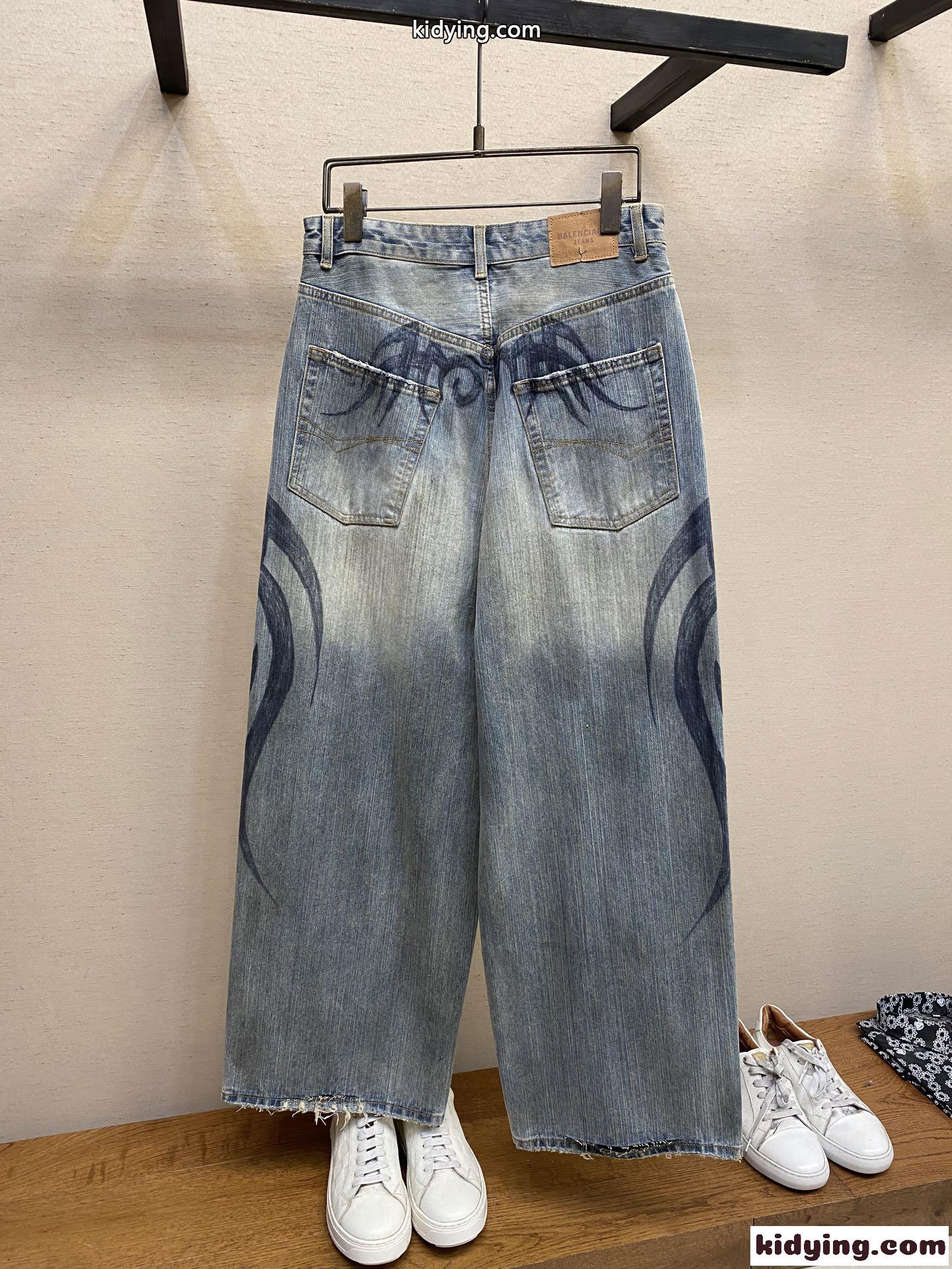 Y2K ストレッチ ニー Baggy デニムパンツ バレンシアガ ジーンズ コピー ユニセックス-2