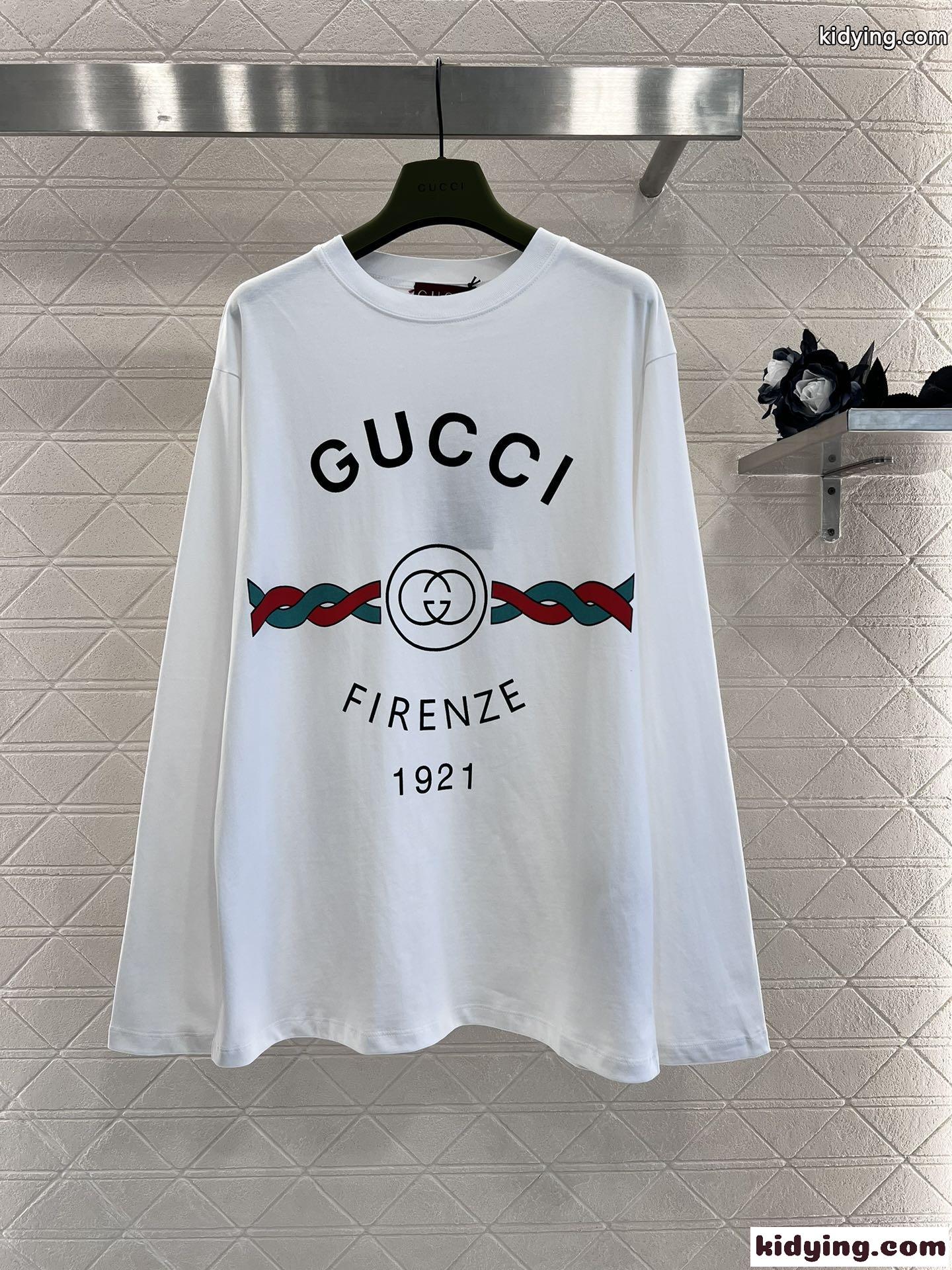 定番 カジュアル リラックス 長袖Tシャツ グッチ Tシャツ コピー ロゴプリント-2