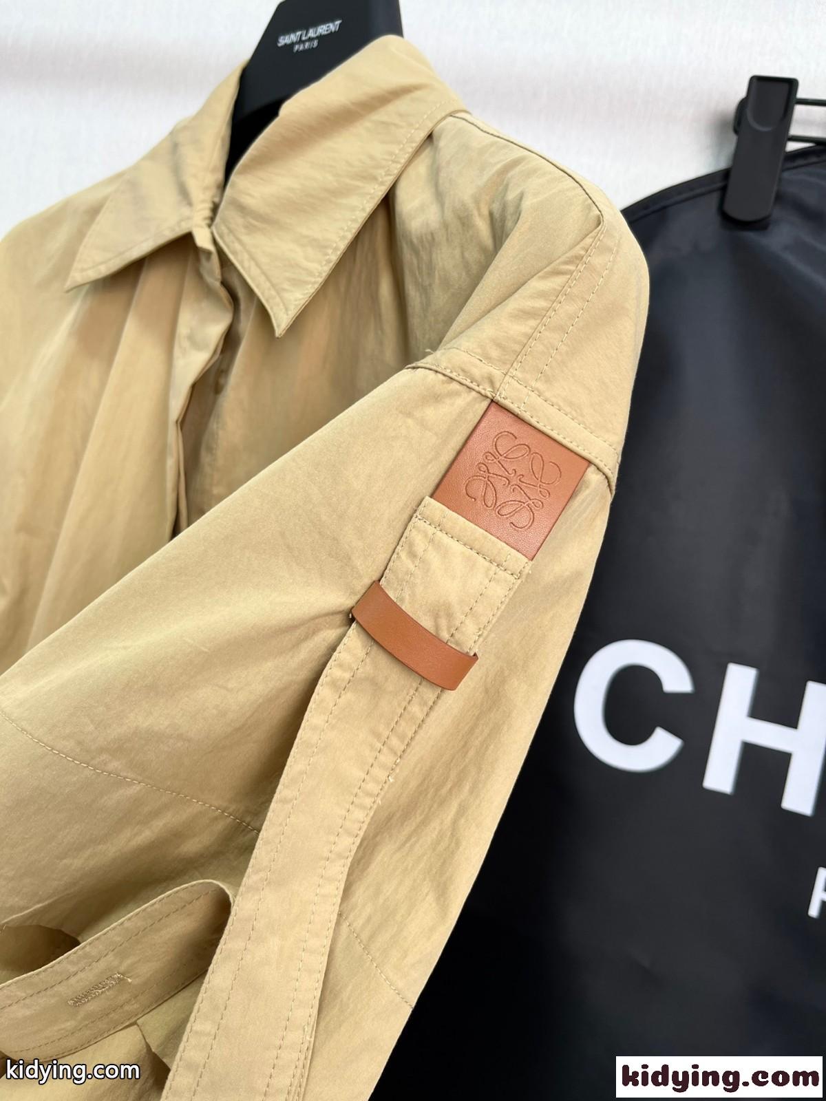 クロップド ワークウェア シャツ ロエベ シャツ コピー レディース 半袖 トップス-3