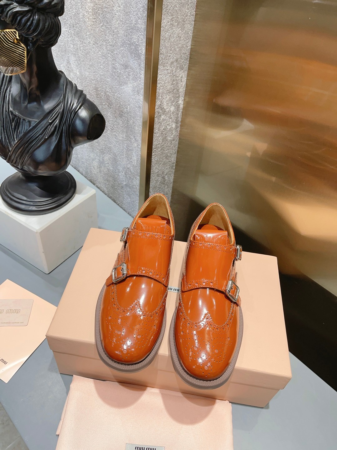 MiuMiu×Churchs 新作 ミュウミュウ シューズ コピー レディース レザー ブラウン-2