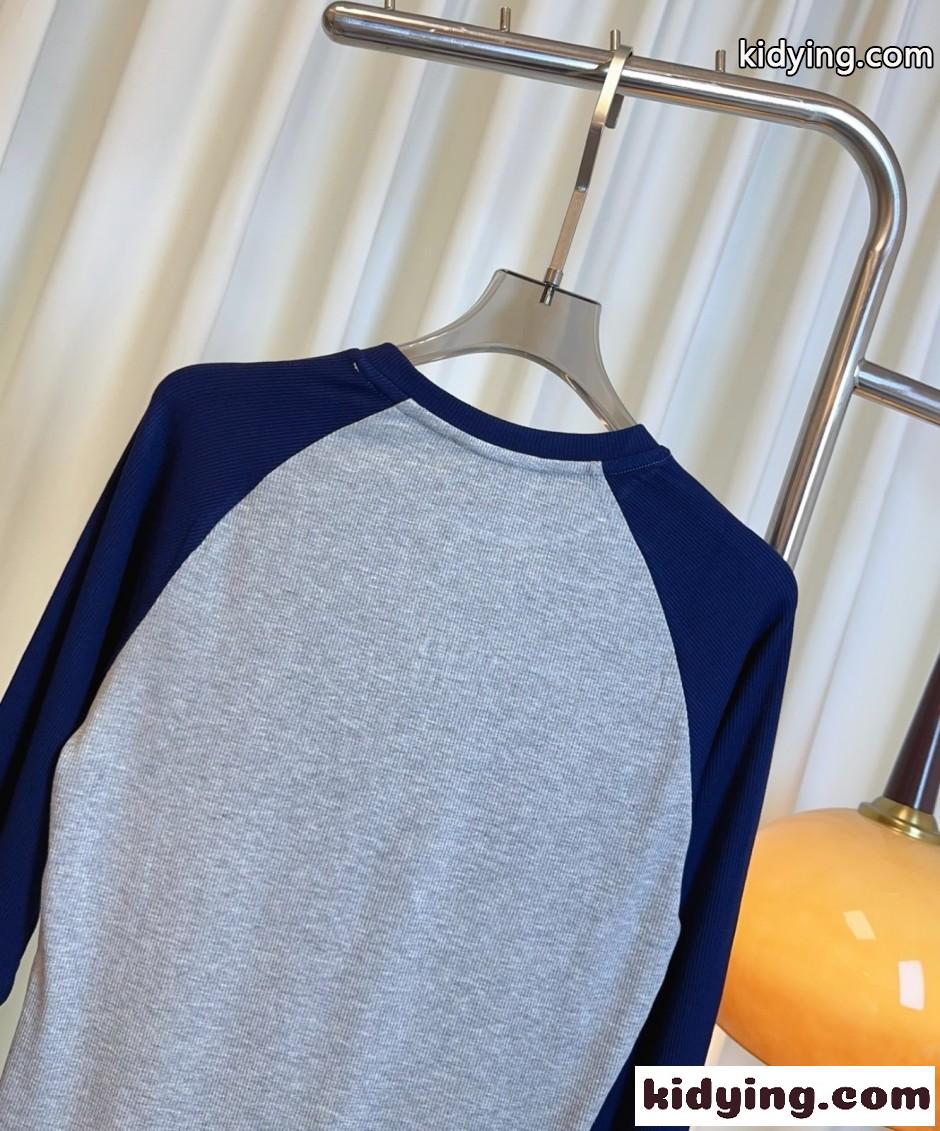 ミュウミュウ Tシャツ 偽物 ロゴ刺繍 ラグラン ロングスリーブTシャツ-4