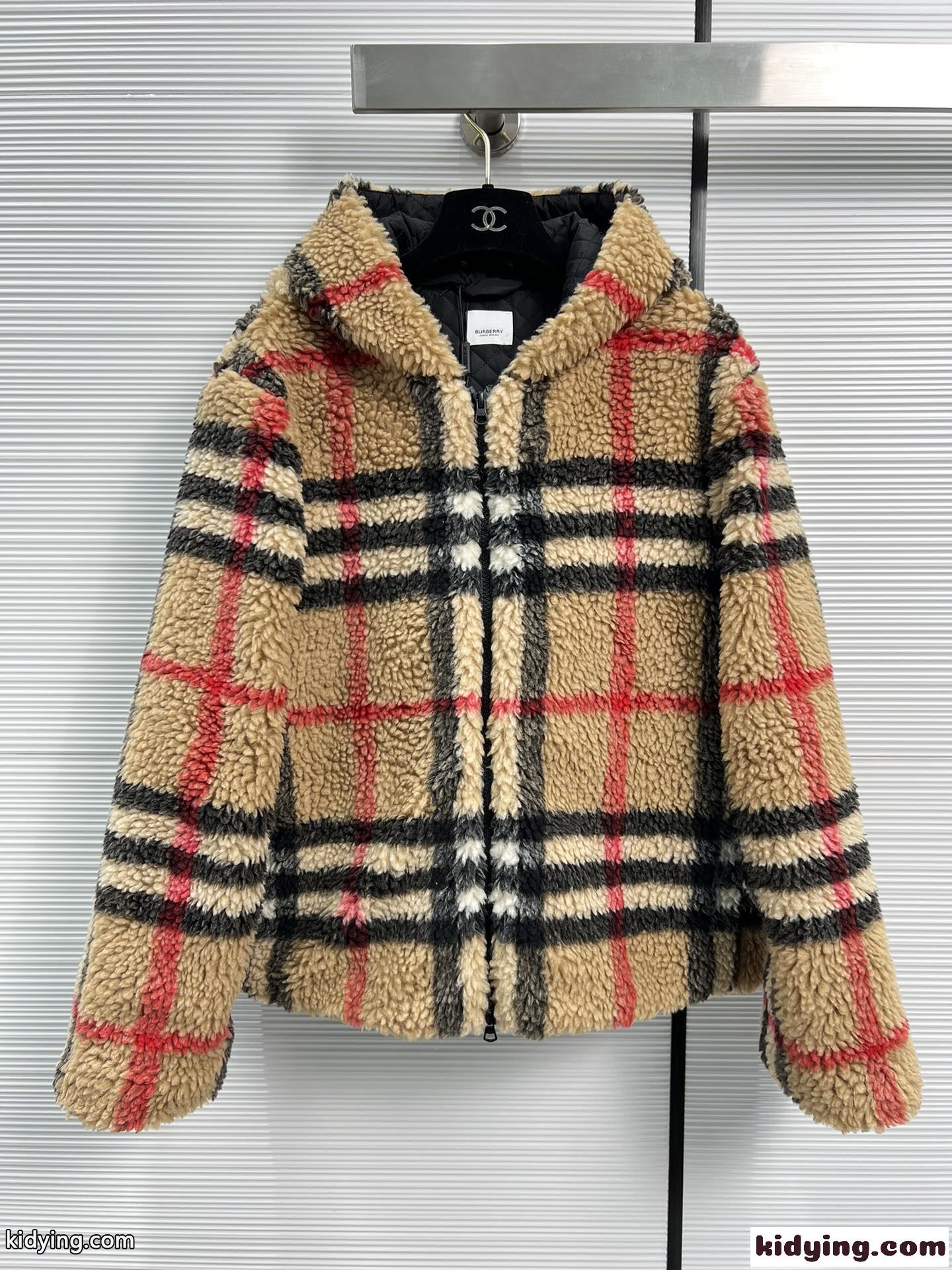 チェック フリース フーデッドジャケット バーバリー ジャケット コピー-1
