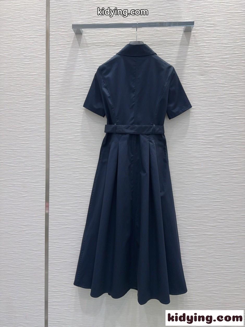 定番 コットン シャツドレス クリスチャン・ディオール ワンピース 偽物 ネイビー-3