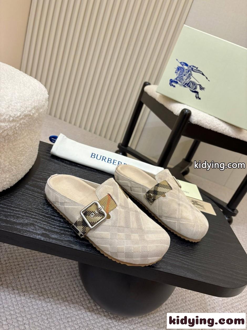 チェック スエード アーチンクロッグ バーバリー サンダル 偽物 グレー-1