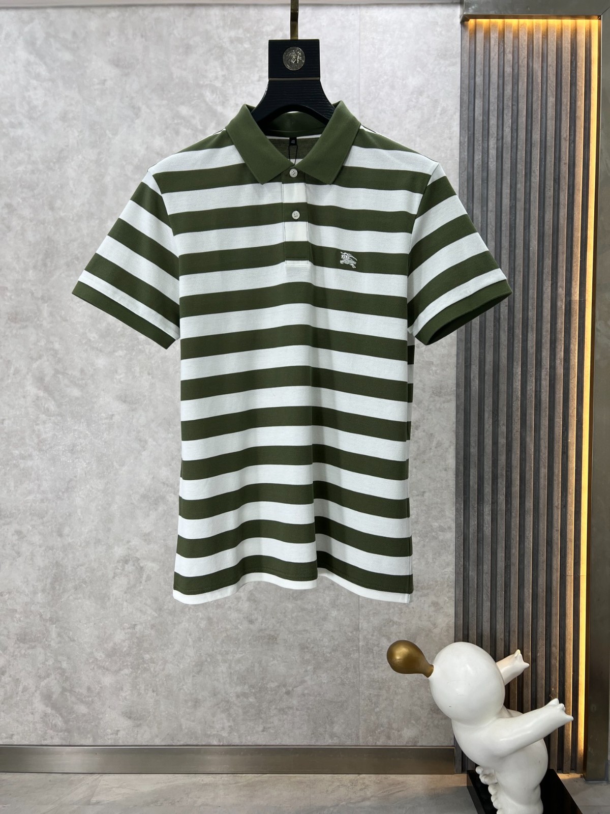 おしゃれ ボーダー柄 バーバリー Tシャツ コピー コットンピケ 半袖 ポロシャツ グリーン-1