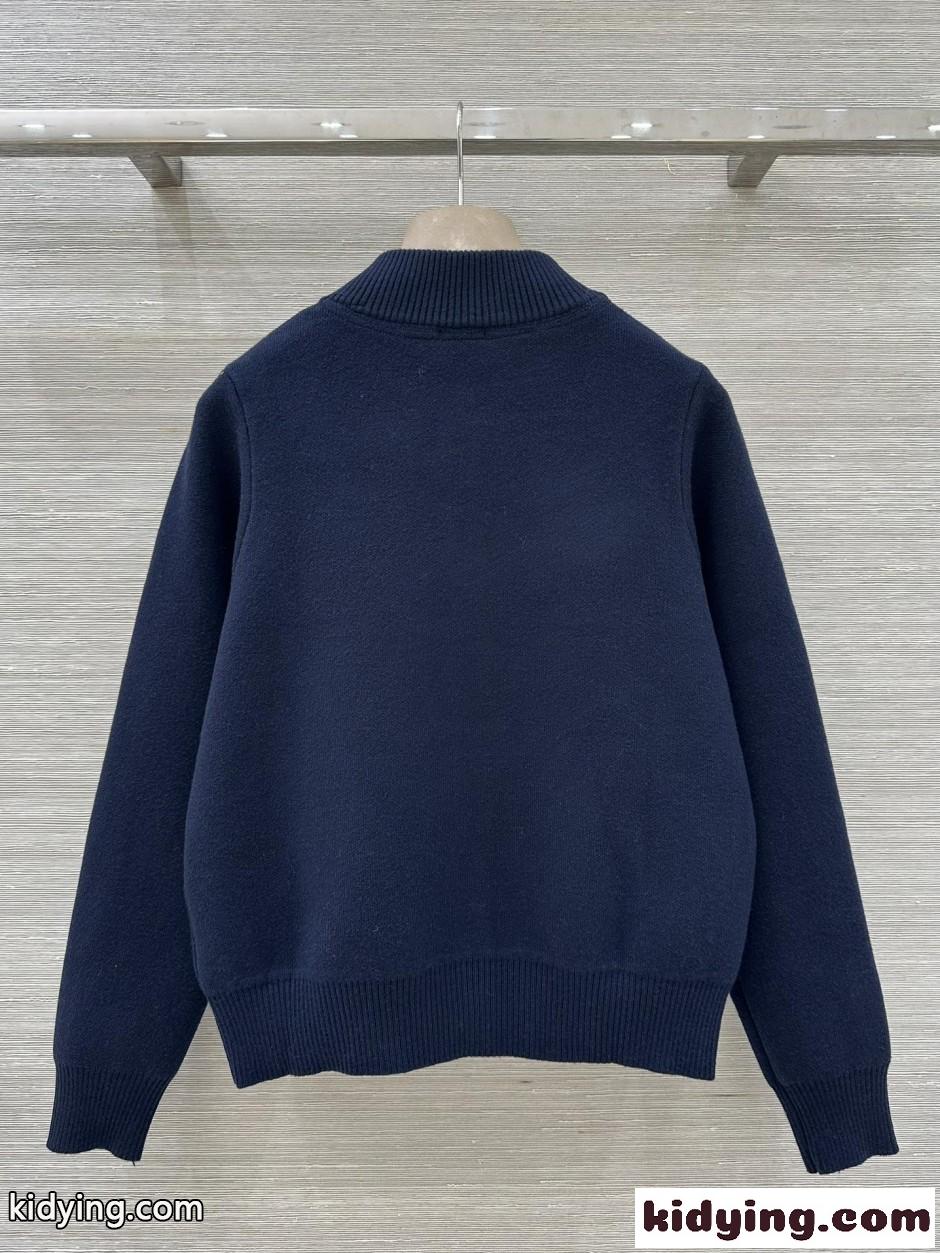 ウール＆カシミヤ ボンバーカーディガン バーバリー ジャケット コピー ブルー-4