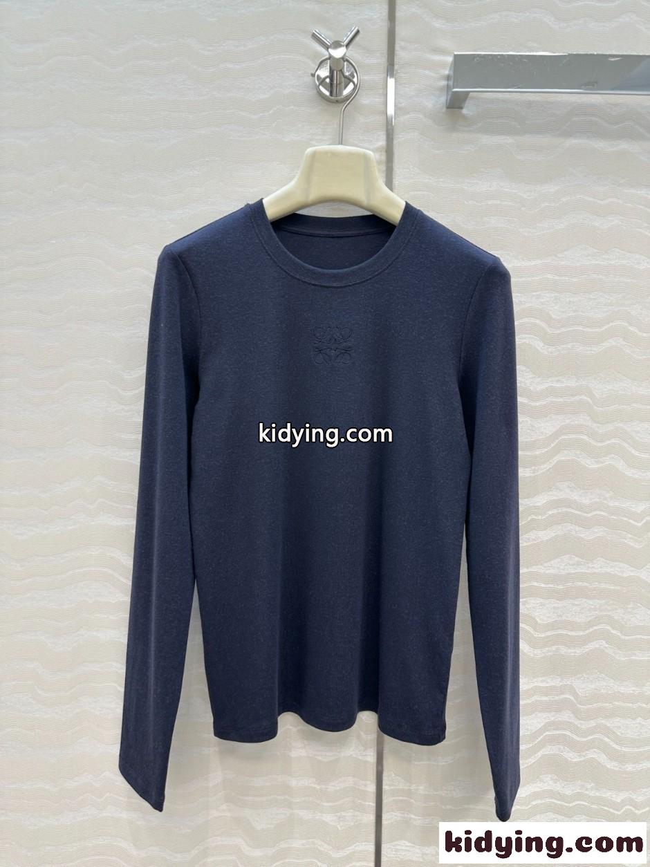アナグラム刺繍 ロエベ Tシャツ 偽物 シンプル 長袖Tシャツ トップス-2