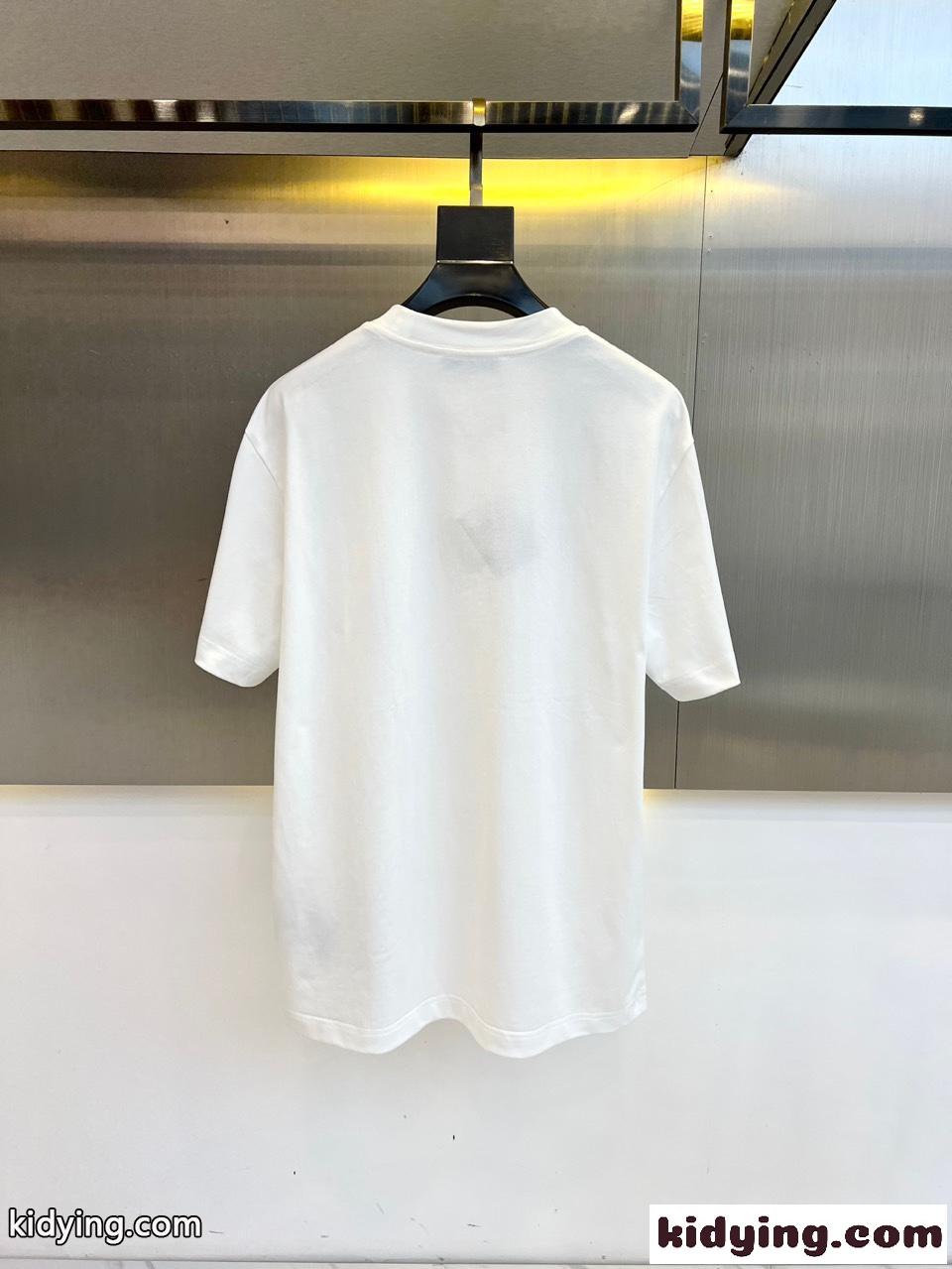 シンプル ロゴ入り コットン 半袖Tシャツ プラダ Tシャツ 偽物 ホワイト-3
