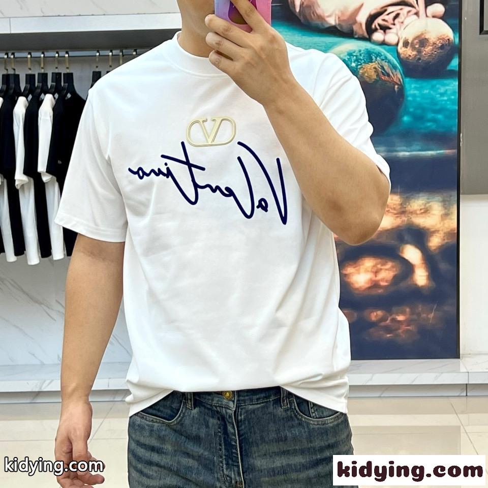フロントロゴ クルーネック 半袖Tシャツ ヴァレンティノ Tシャツ 偽物 ホワイト-2